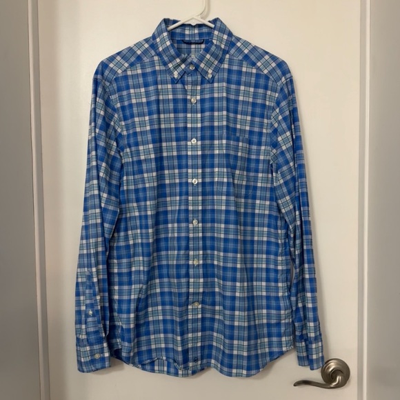 Vineyard Vines On The Go Blue and White Plaid Men's Shirt - Picture 1 of 3